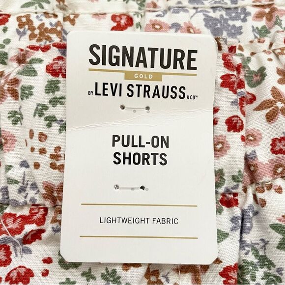 Levi Strauss Ivory Floral Elastic Waist Pull On Shorts With Pockets Sz 3XL - Picture 7 of 11